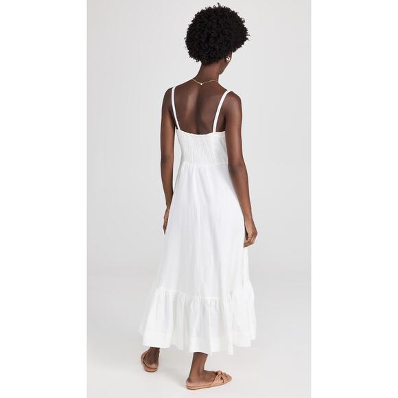 JONATHAN SIMKHAI White Kitzia Linen Cover Up Bustier Midi Dress Size Large - Picture 3 of 12